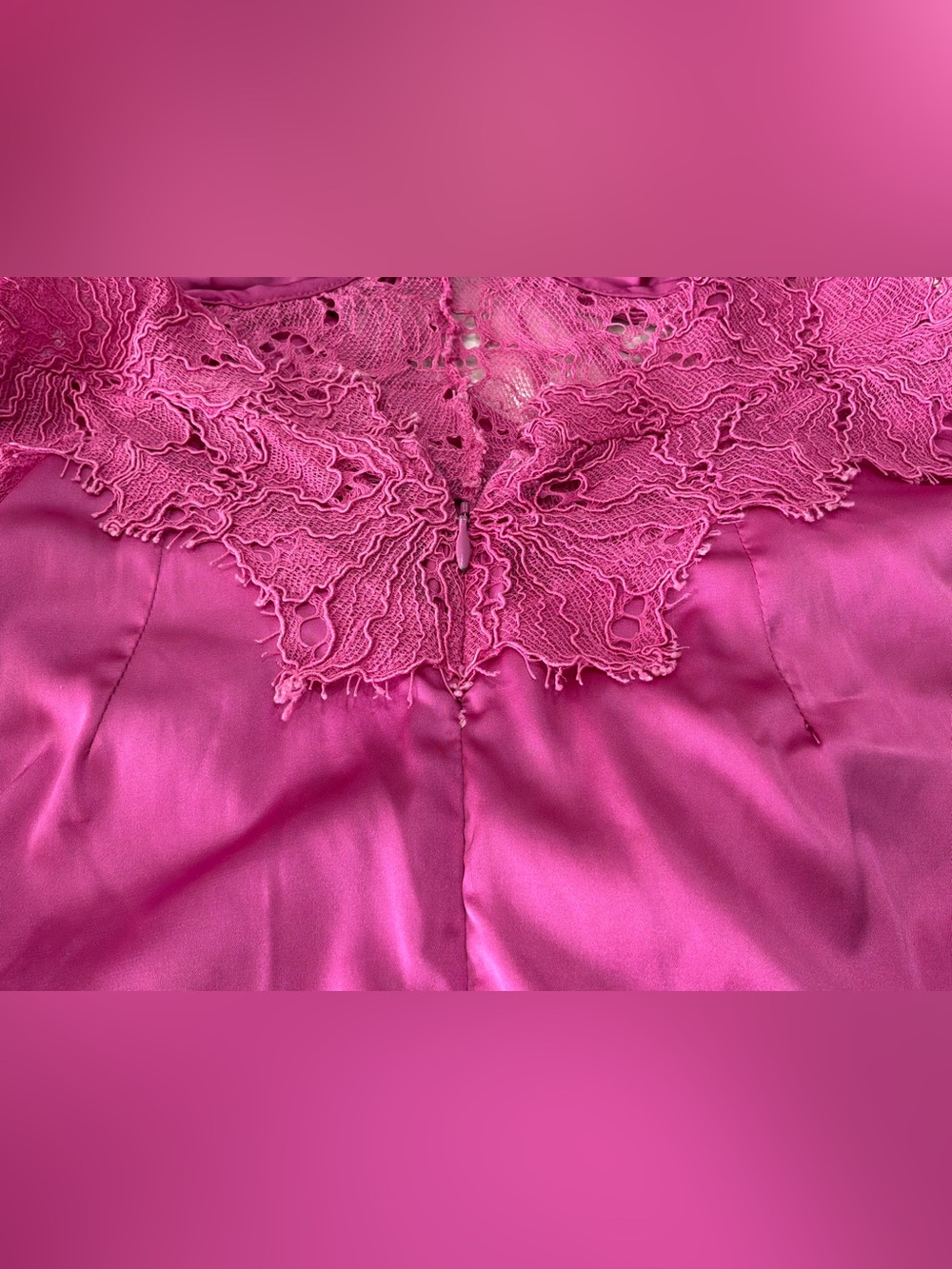 For Love & Lemons Casey Maxi Dress Pink Satin Lace Open Back Side Slit Women's M - Picture 4 of 9